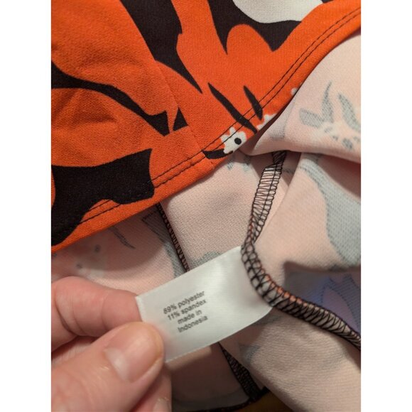 Lane Bryant Illusion Top Size 18 Plus Orange Floral Peplum Tie Waist Stretch NWT - Picture 7 of 7